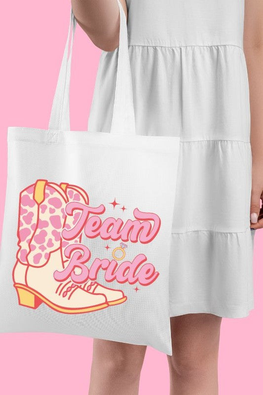 Cowgirl boot team bride polyester tote bag