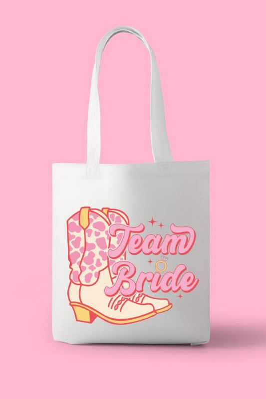 Cowgirl boot team bride polyester tote bag