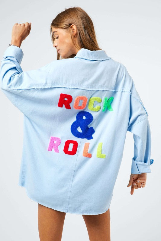 Load image into Gallery viewer, Multi Color Letters Fringed Hem Detail Shirt
