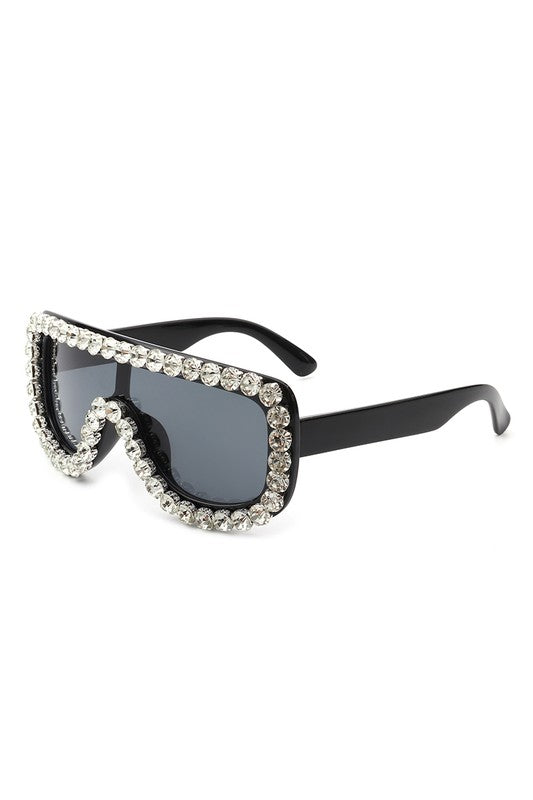 Load image into Gallery viewer, Women Oversize Rhinestone Aviator Sunglasses
