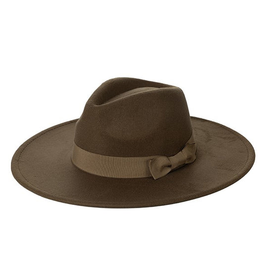 Load image into Gallery viewer, WIDE BRIM RIBBON FEDROA HAT
