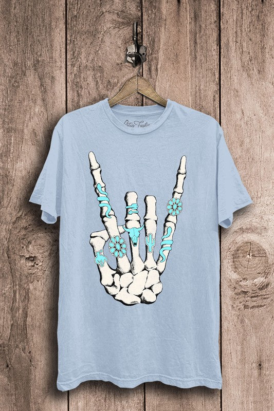 Load image into Gallery viewer, Skeleton Rock Hand Sign Graphic Top
