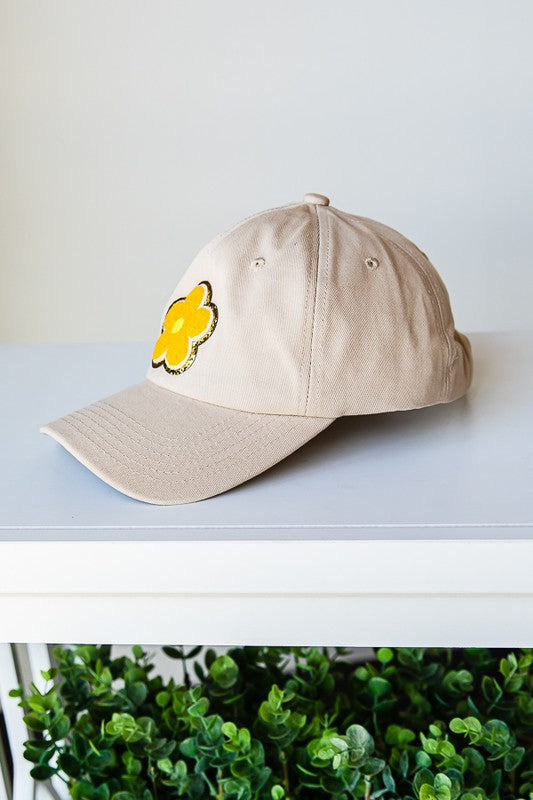 Load image into Gallery viewer, Baseball Cap with Daisy Glitter Patch
