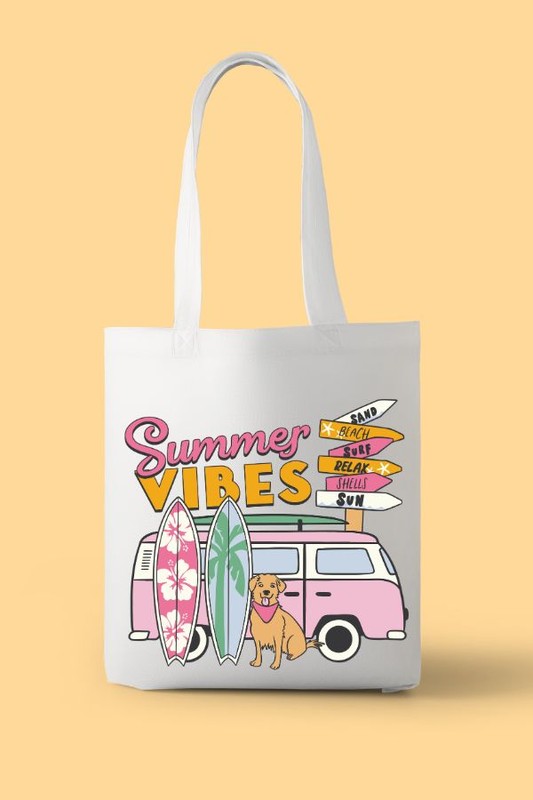 Summer vibes polyester tote bag