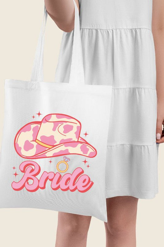 Cowgirl bride polyester tote bag