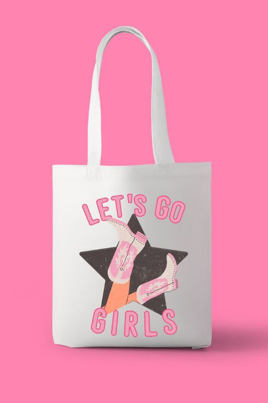 Load image into Gallery viewer, Let&amp;#39;s go girls polyester tote bag
