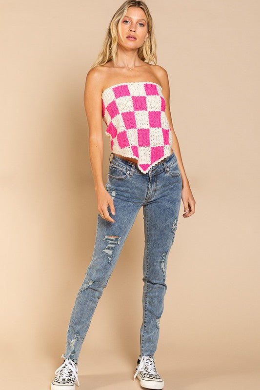 Pink Checkered Top