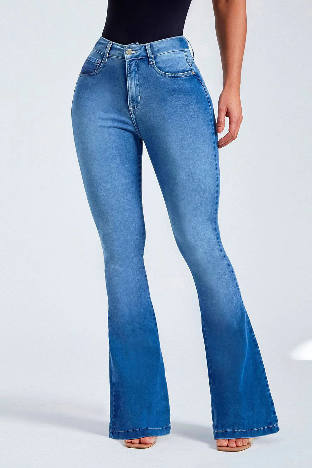 Load image into Gallery viewer, Button Fly Long Jeans
