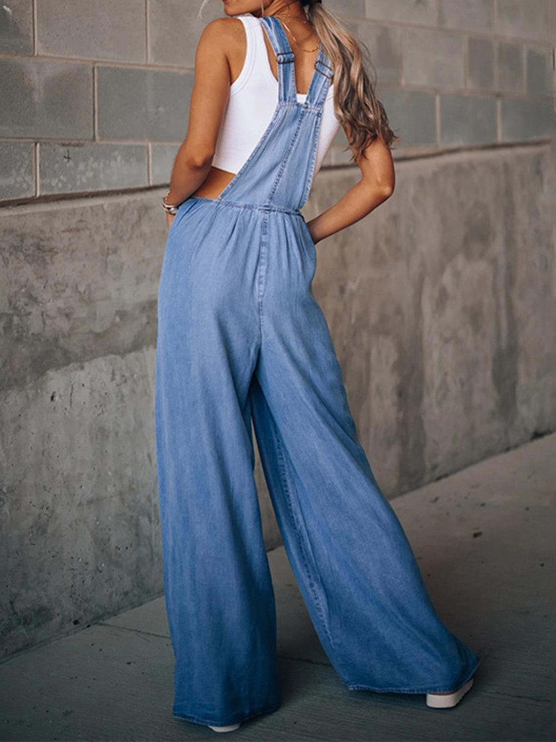 Load image into Gallery viewer, Wide Leg Denim Overalls
