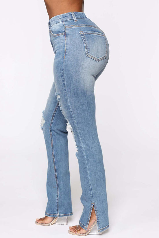 Load image into Gallery viewer, Distressed Slit Jeans
