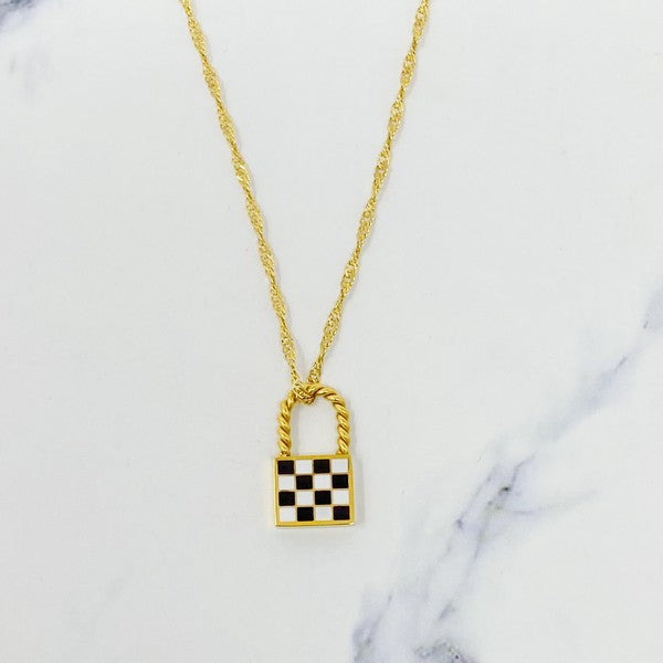 Load image into Gallery viewer, Checkered Locket Necklace
