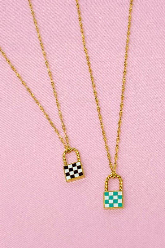 Load image into Gallery viewer, Checkered Locket Necklace

