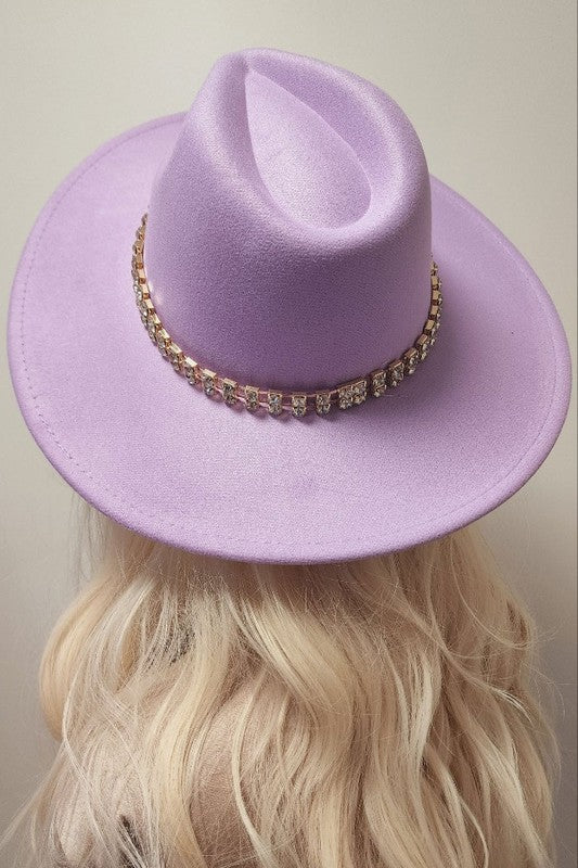Load image into Gallery viewer, Rhinestone trim Panama fashion hat fedora hat
