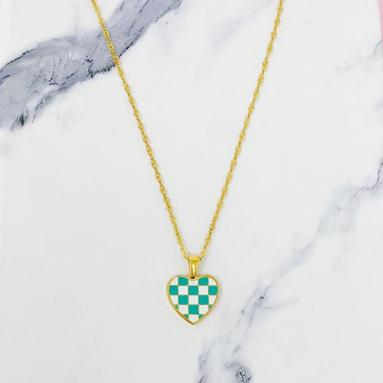 Load image into Gallery viewer, Checkered Heart Necklace
