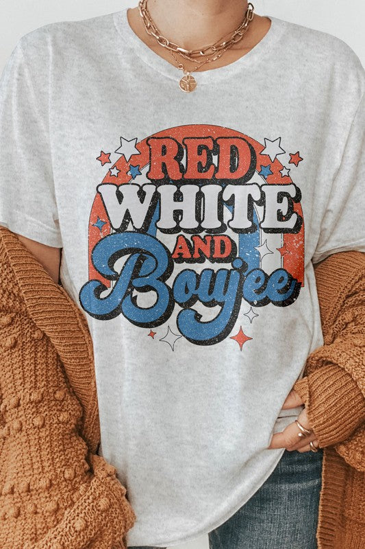 Load image into Gallery viewer, Red White And Boujee Retro Graphic Tee
