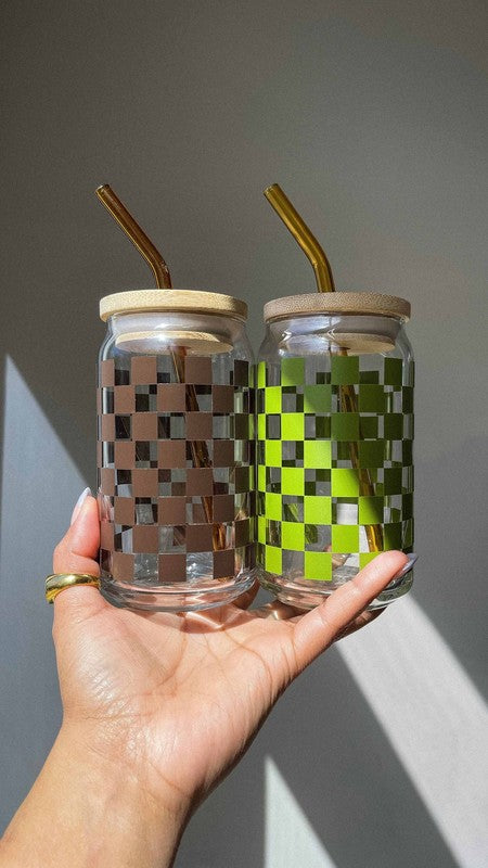 Load image into Gallery viewer, Checkered Glass Cup
