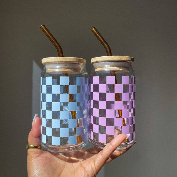 Checkered Glass Cup