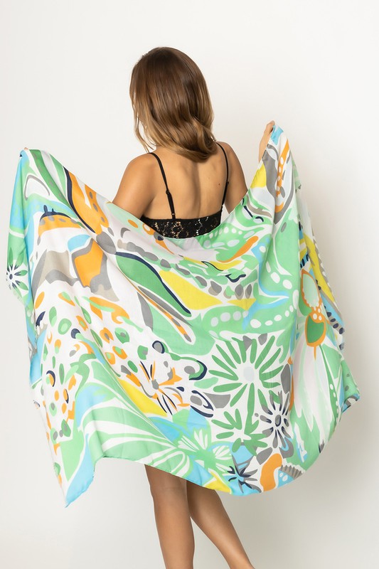 Tropical Floral Print Scarf