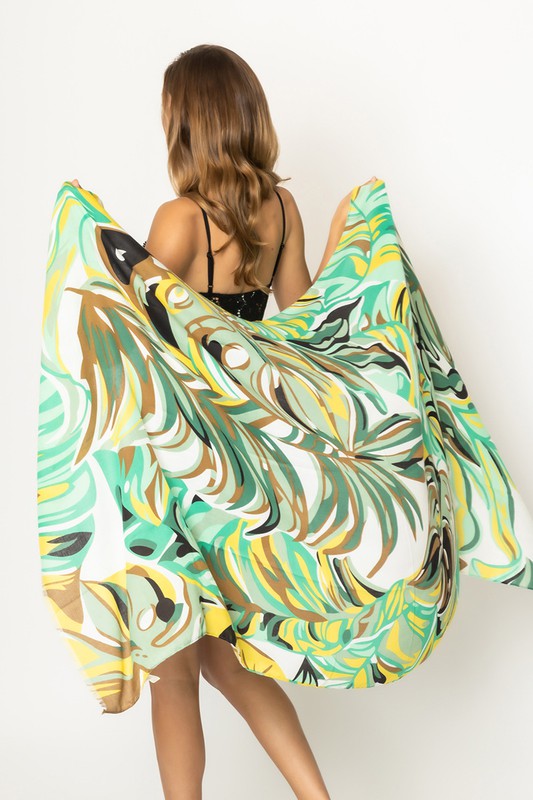 Vibrant Tropical Print Scarf