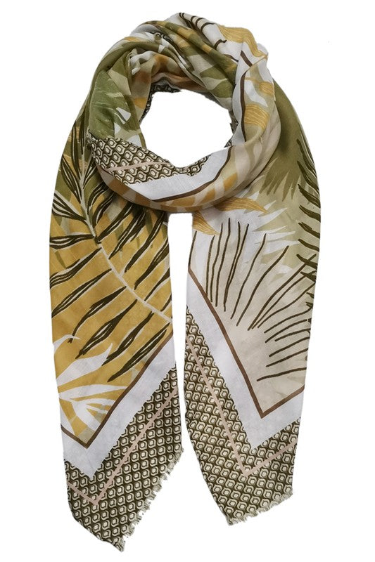 Tropical Leaves Print Scarf