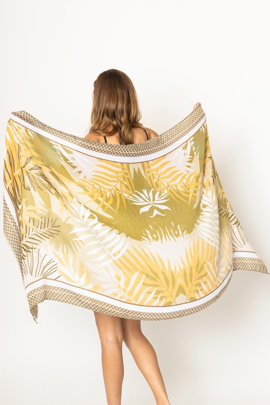 Tropical Leaves Print Scarf