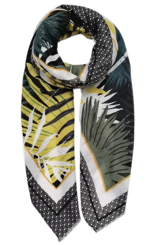 Tropical Leaves Print Scarf