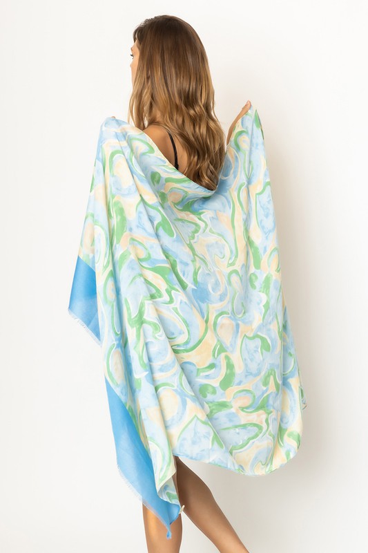 Load image into Gallery viewer, Bordered Swirl Print Scarf

