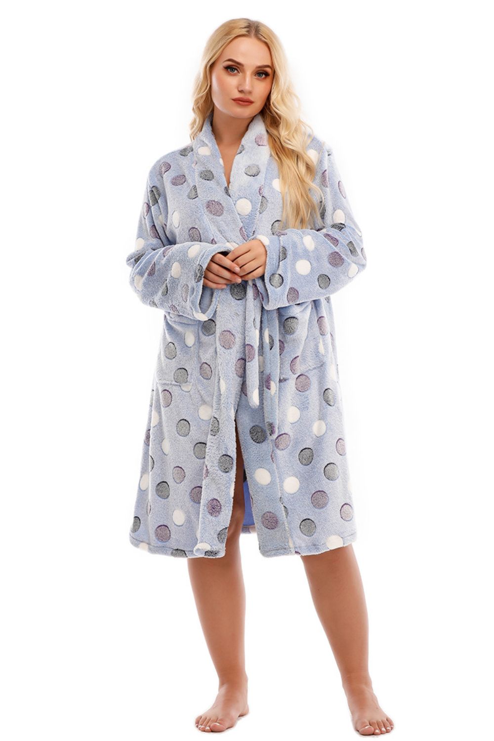 Load image into Gallery viewer, Plus Size Printed Tie Waist Robe with Pocket
