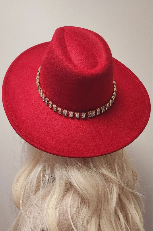 Load image into Gallery viewer, Rhinestone trim Panama fashion hat fedora hat
