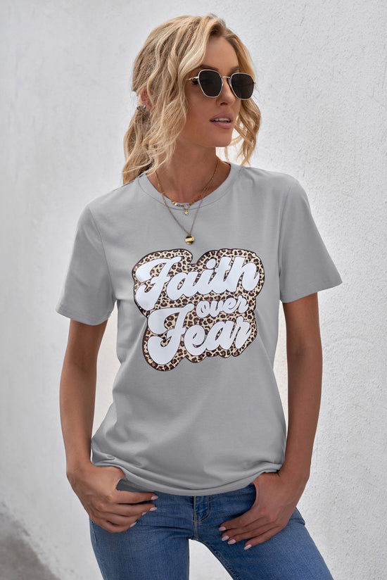 Load image into Gallery viewer, FAITH OVER FEAR Graphic Round Neck Tee
