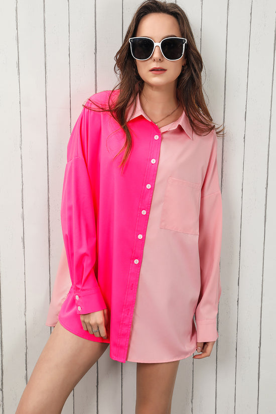 Load image into Gallery viewer, Color Block Collared Longline Shirt
