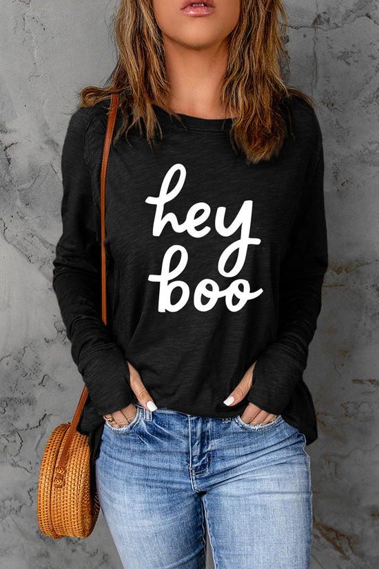 Load image into Gallery viewer, HEY BOO Graphic Round Neck T-Shirt
