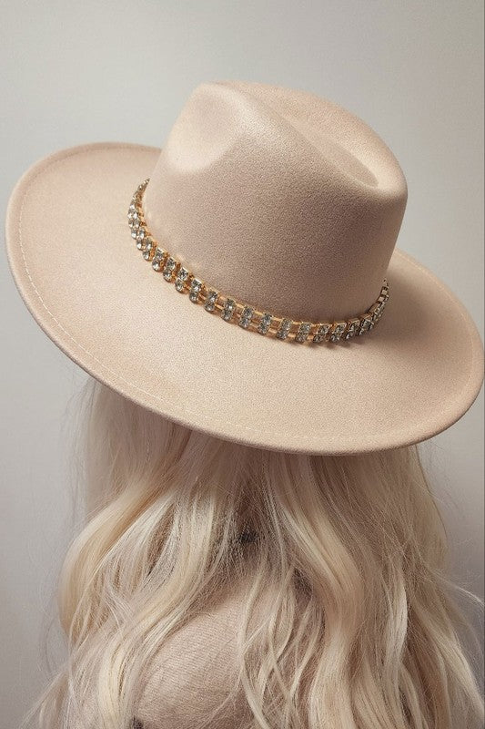 Rhinestone trim Panama fashion hat fedora hat