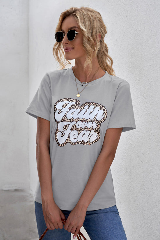 Load image into Gallery viewer, FAITH OVER FEAR Graphic Round Neck Tee
