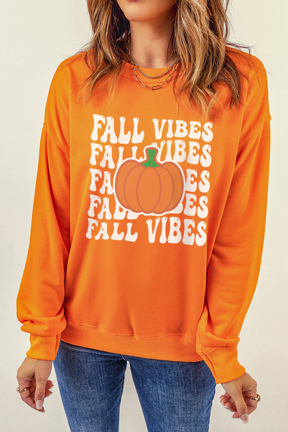Load image into Gallery viewer, FALL VIBES Graphic Dropped Shoulder Sweatshirt
