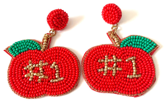 Load image into Gallery viewer, School Apple Beaded earring red
