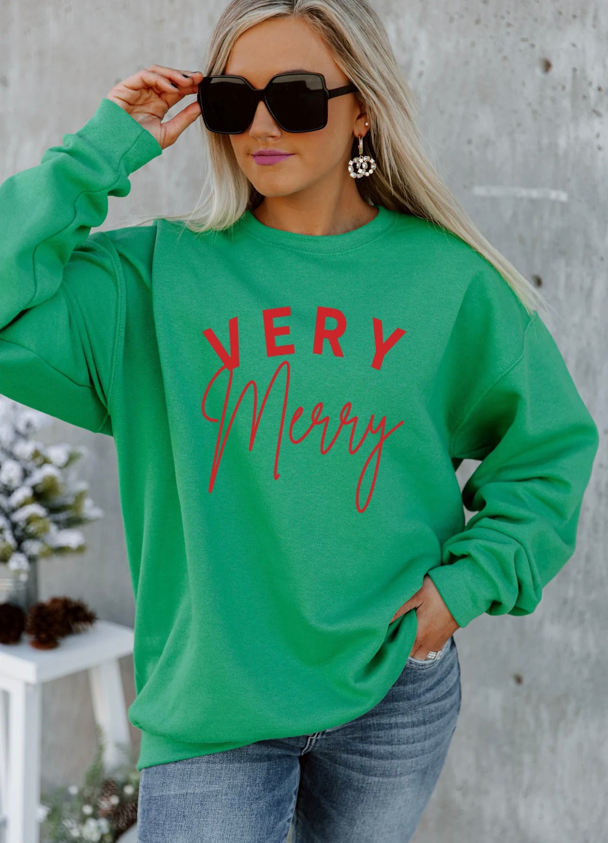 Very Merry Classic Sweatshirt - Kelly Green