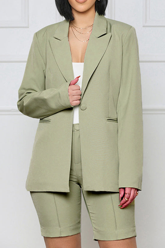 Load image into Gallery viewer, Long Sleeve Blazer and Shorts Set
