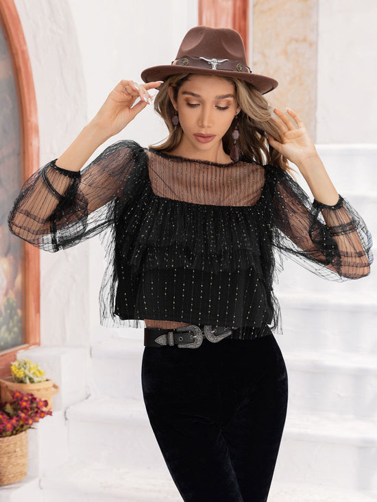Load image into Gallery viewer, Round Neck Layered Long Sleeve Blouse
