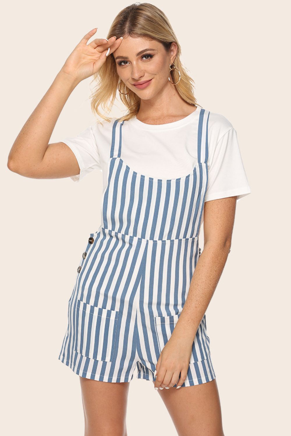 Load image into Gallery viewer, Striped Scoop Neck Romper
