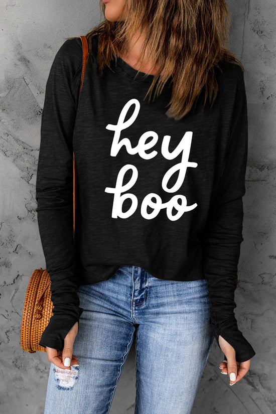 Load image into Gallery viewer, HEY BOO Graphic Round Neck T-Shirt
