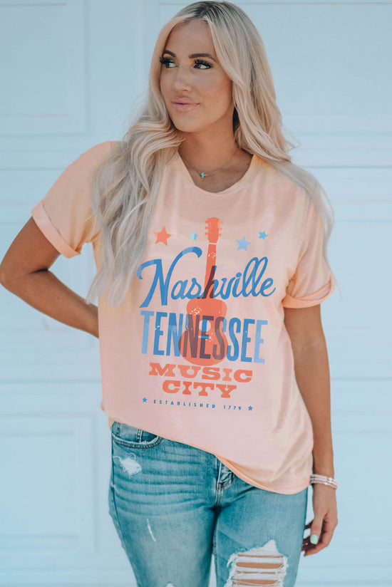 Load image into Gallery viewer, NASHVILLE TENNESSEE MUSIC CITY Cuffed Short Sleeve Tee
