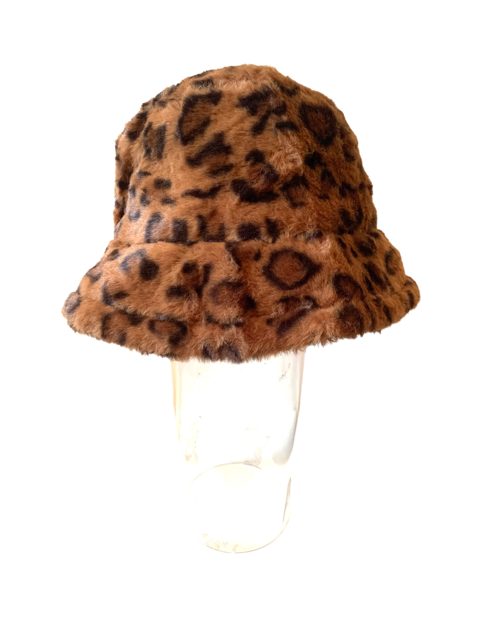 Load image into Gallery viewer, Leopard Faux Fur Bucket hat
